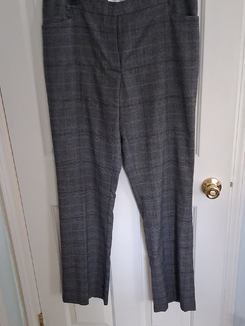 Calvin Klein Gray Plaid Straight Leg Trousers